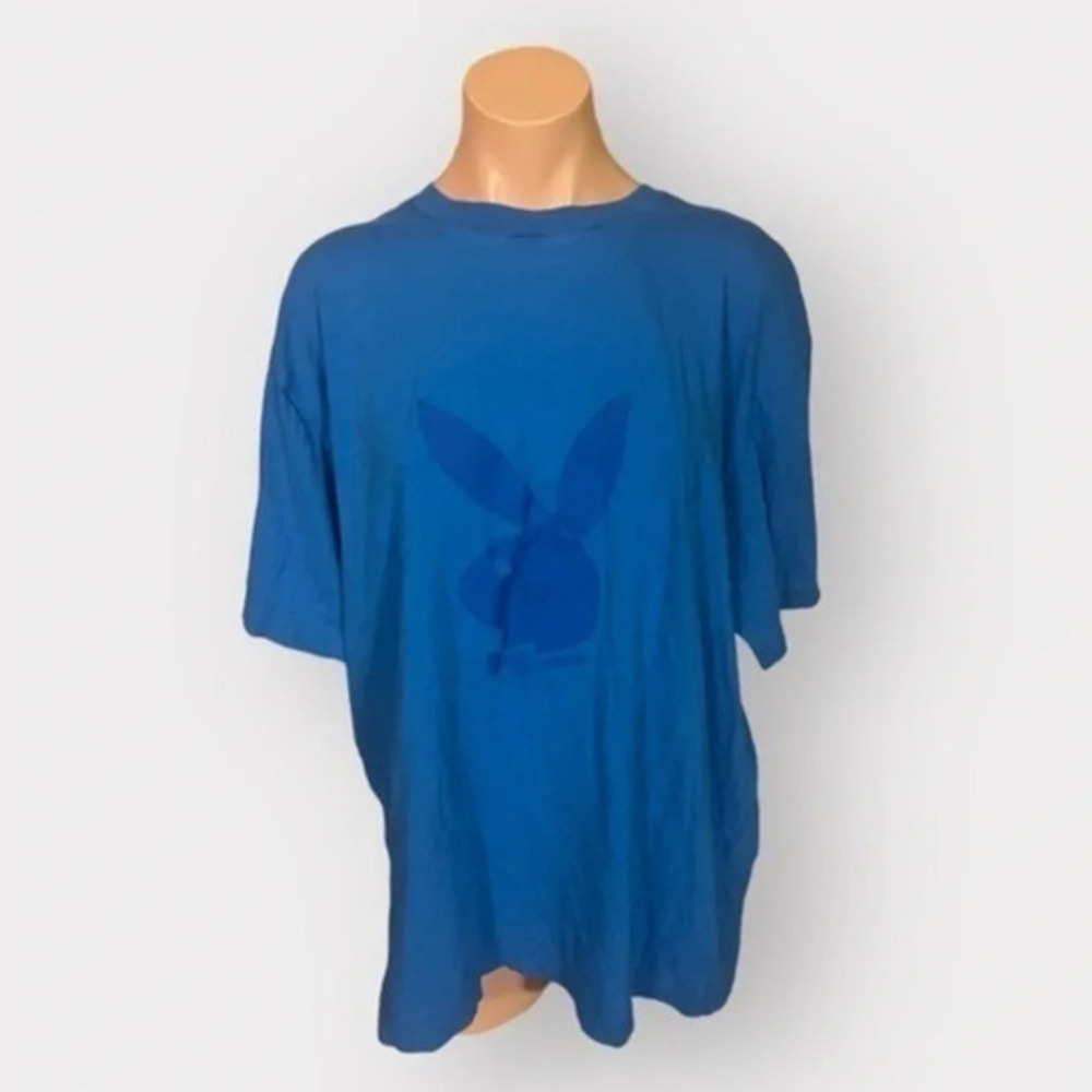 PLAYBOY By Pacsun Men’s Blue Size Large Cotton T-Shirt Flawed